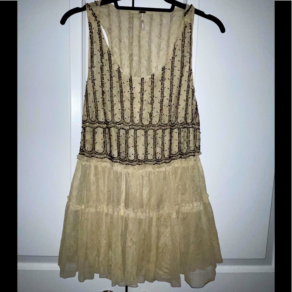 Free people embroidered tulle top